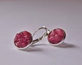 Fuchsia stones drop earrings Magenta stones and Sterling silver dangle jewelry Hot pink classic jewelry for everyday business casual jewelry