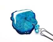 Pressed flower, Blue Floral pendant, Mother Gift, necklace blue gift, beach jewelry , blue flower necklace gift , woman jewelry blue pendant
