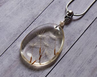 Necklace dandelion wish pendant, fairy jewelry, best friend gift, resin  drop necklace pendant, sister mother wife jewelry, girlfriend gift