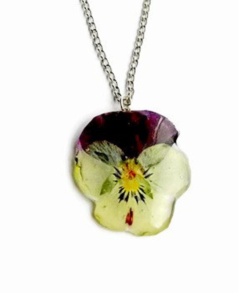Floral Jewelry Gift Pansy Necklace Resin Pansy Pendant Gift Etsy