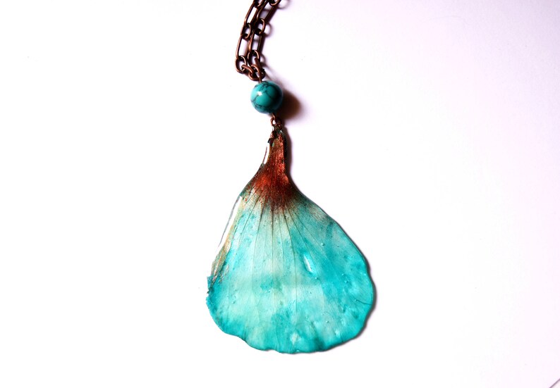 resin set jewelry gift teal flower pendant water jewelry set gift real hibiscus flower set in resin Natural set for her unique set