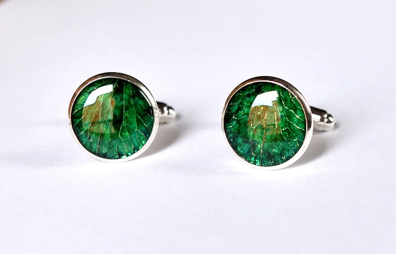Emerald Cufflinks From Real Flower Christmas Natural Eco Etsy