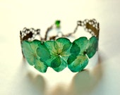 Real plant bracelet Green gift for her, Nature bracelet gift floral women jewelry, bangle green gift, romantic flower gift for Birthday Boho