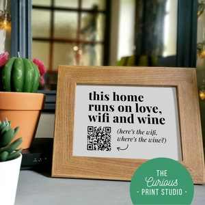 Wi-Fi QR Code Print, A5 Print, 5 x 7&quot; print, WiFi Print, QR Code, Personalised WiFi Sign, Custom Network Sign, New Home, Welcome Signage