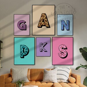 Impressão de letras em negrito, alfabeto personalizado (leopardo), arte de parede personalizada, A5 A4 A3 A2 A1, decoração de casa personalizada, impressão moderna peculiar, estampa animal