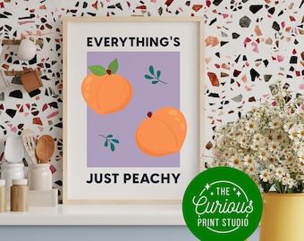 Tutto è solo stampa Peachy in A2 A3 A4 A5 A6, stampa pesca, stampa frutta astratta, poster botanico, stampa cucina, studio di stampa curioso