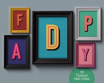 Bold Letter Print, (Retro) Custom Alphabet, Personalised Wall Art, A5 A4 A3 A2 Print, Custom Home Decor, Quirky Modern Prints, colourful art