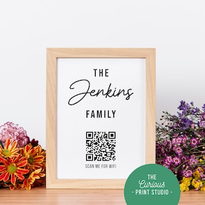 Wi-Fi QR Code Print, Personalised Print, A5 Print, 5 x 7&quot; print, WiFi Print, QR Code, Personalised WiFi Sign, Custom Network Sign, New Home