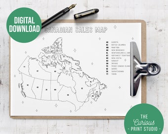 Mappa delle vendite dello stato canadese, tracker delle piccole imprese, tracker delle vendite, mappa a colori del Canada, mappa dello stato, tracker delle vendite canadesi