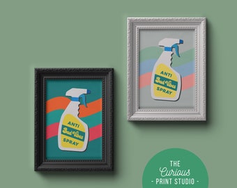 Anti Bad Vibes Spray Print, Positivity Wall Art, A6 A5 A4 A3 A2, No Bad Vibes, Positive Decor, Vibrante, Hippie, Boho, Good Vibes, Pulizia