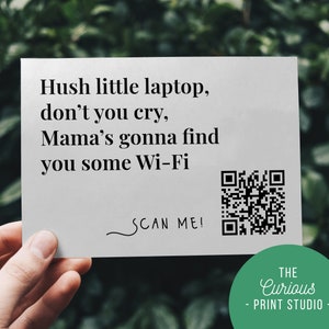 Wi-Fi QR Code Print, A5 Print, 5 x 7&quot; print, WiFi Print, QR Code, Personalised WiFi Sign, Custom Network Sign, New Home, Welcome Signage