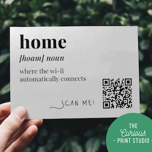 Wi-Fi QR Code Print, A5 Print, 5 x 7&quot; print, WiFi Print, QR Code, Personalised WiFi Sign, Custom Network Sign, New Home, Welcome Signage