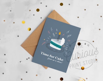 Hand Drawn Birthday Card, Save Us A Slice! Cute Quirky Birthday Cards, Curious Print Studio UK