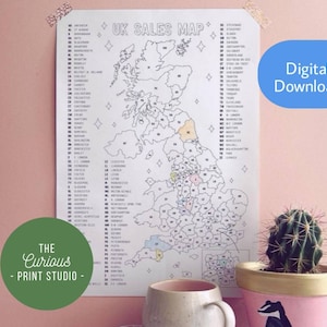 UK Postcode Sales Map DIGITAL DOWNLOAD, Small Business Tracker, Sales Tracker, Color In Uk Map, Postcode Map, Uk Sales Tracker
