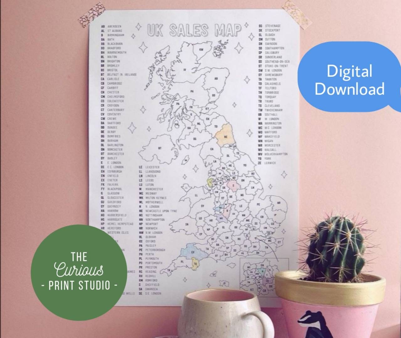 UK Postcode Sales Map DIGITAL DOWNLOAD, Small Business Tracker, Sales…