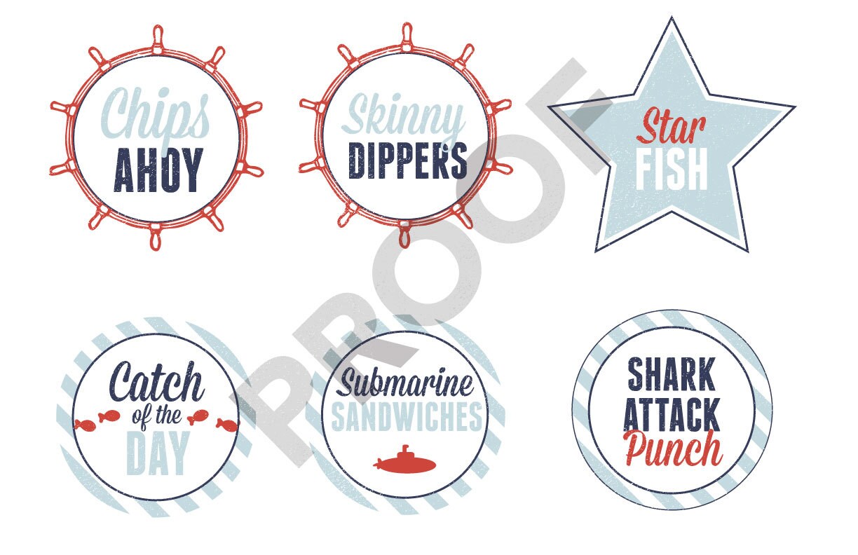 Nautical Theme Food & Drink Labels Etsy