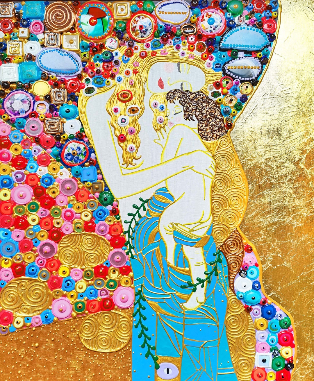 Mother Child Klimt Painting NATURAL PRECIOUS STONES Mother - Etsy