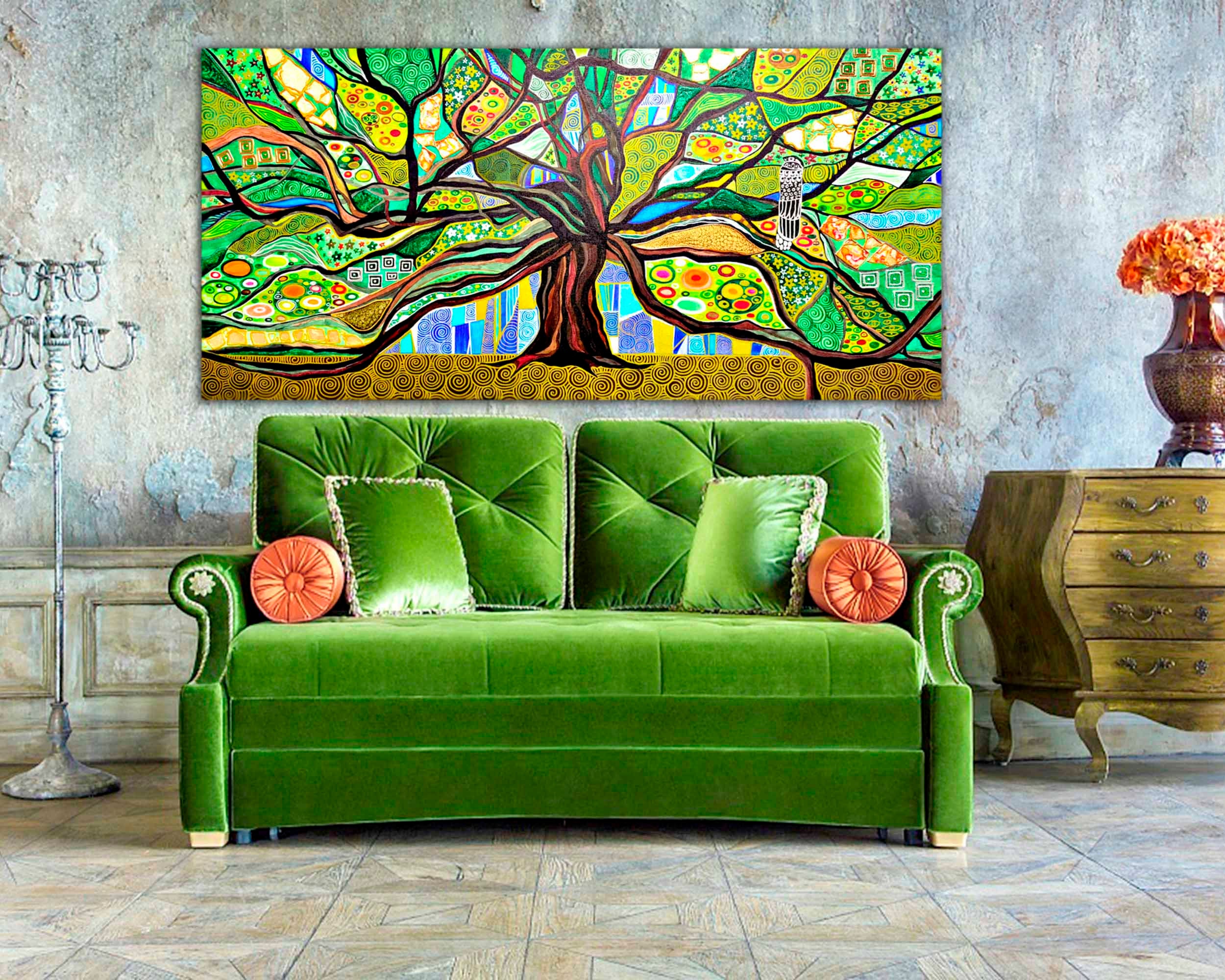 Tree of Life Large Painting on Canvas Original, Abstract Tree of Life