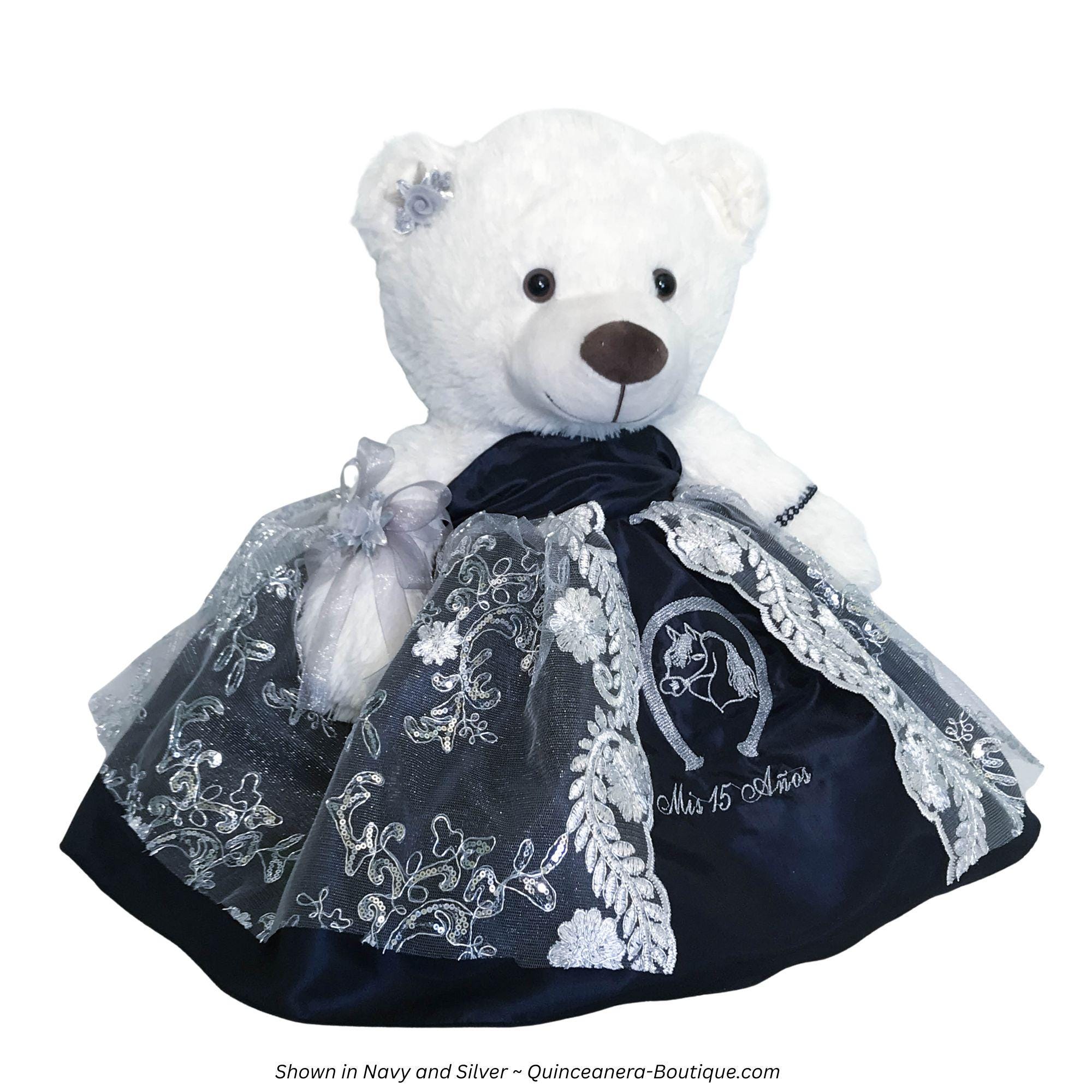 Kinnex Collections Quinceanera Teddy Bear - 20" Centerpiece Bear With Dress, Tiara, Bouquet, Baby Blue