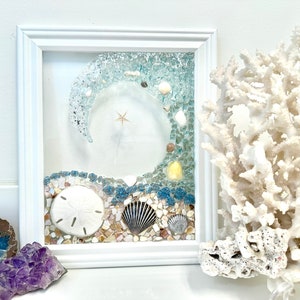 Beach wall art, sea glass, Beach decor, sand dollar, beach house, beach glass, housewarming, coastal decor, beach wedding, beach birthday