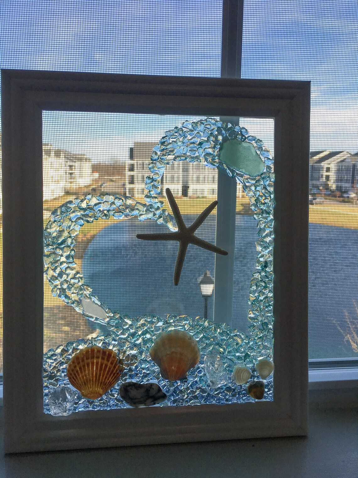 Beach Decor Sea Glass Art Wall Decor Beach Wedding Etsy