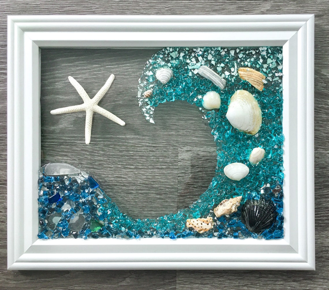 Beach Decor Sea Glass Art Bathroom Art Beach House Beach Etsy