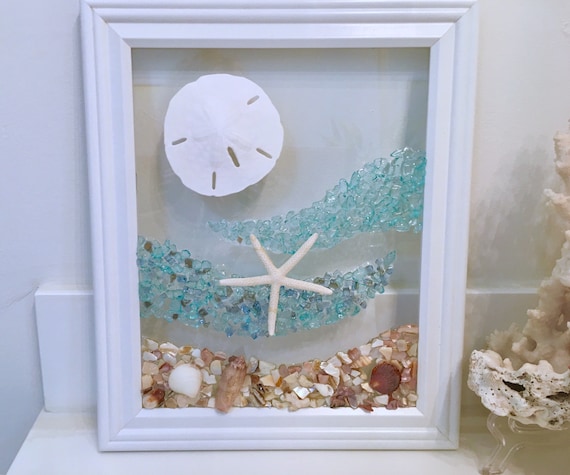 Beach Decor, Sea Glass Art, Housewarming Gift, Bathroom Art