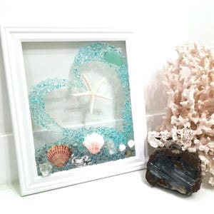 beach glass, Beach decor, Sea glass art, wall decor, beach wedding, beach lovers, bathroom art, heart decor, fathers Day, beach house