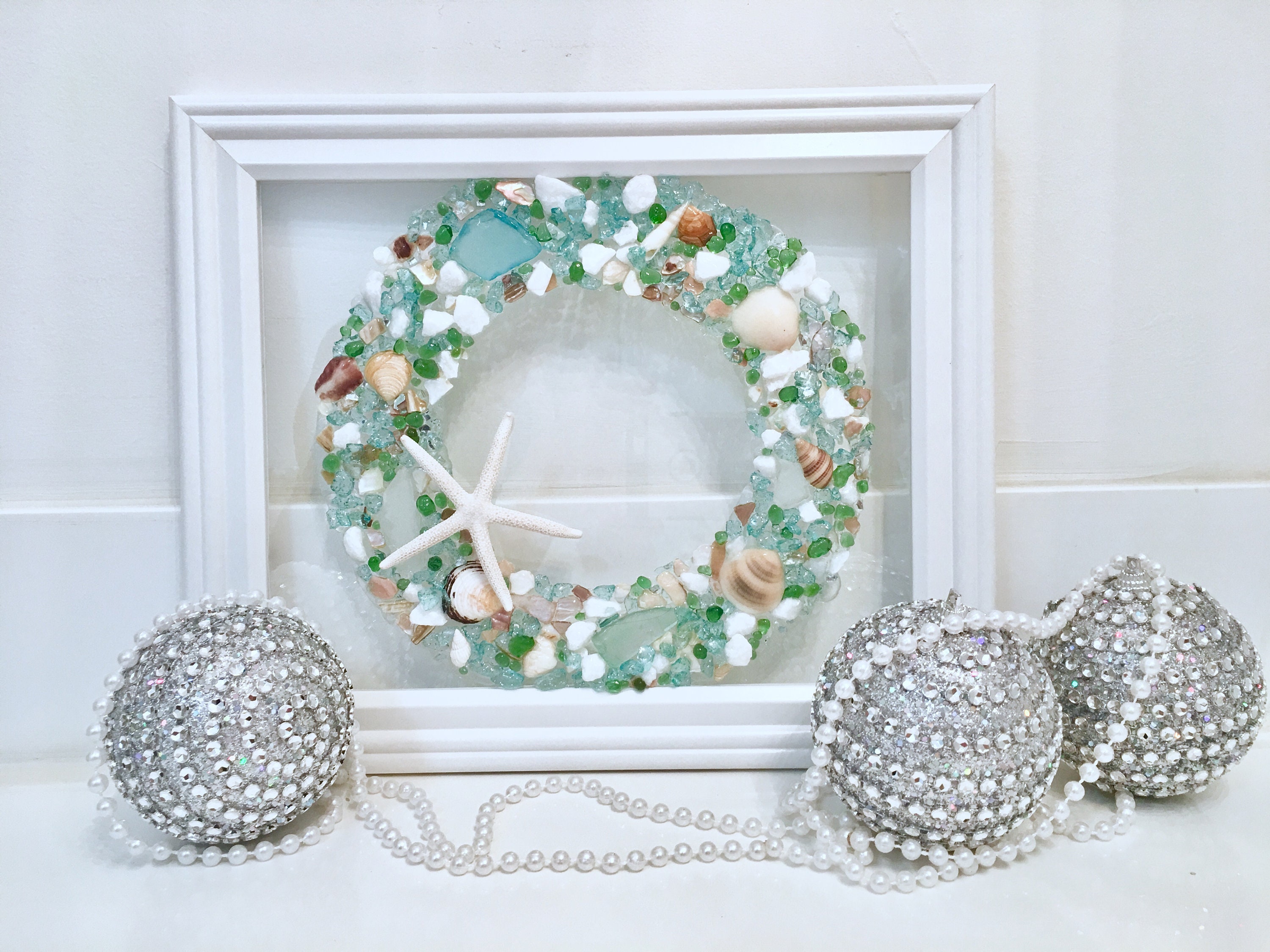 Christmas Sea Glass Beach House Wreath Christmas Decor - Etsy