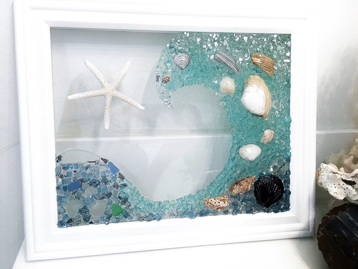 Beach Decor Sea Glass Art Bathroom Art Beach House Beach Etsy