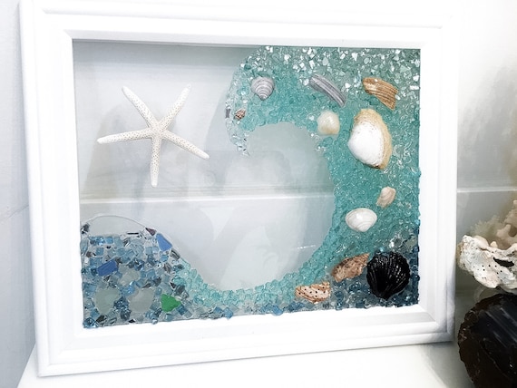 Beach Decor, Sea Glass Art, Bathroom Art, Beach House, Beach Glass