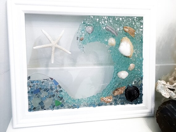 Beach Decor, Sea Glass Art, Bathroom Art, Beach House, Beach Glass