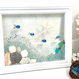 sea glass art, beach glass, coral, beach house, Beach decor, fishermen, housewarming, coastal decor, beach wedding, wall art, birthday gift