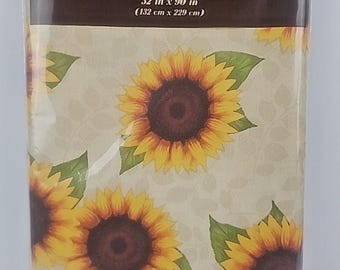 Sunflowers Flannel Backed Tablecloth 52" X 90" Oblong Rectangular by Mainstream