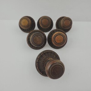 6 Drawer Pull Cabinet Knob With Rosette Backing Plate Ornate Cast Bronze 1-3/4"