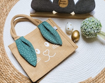 Sac de Pâques personnalisé | Sac de Pâques en jute | Panier de Pâques pour les enfants | Idée cadeau de Pâques | emballage cadeau réutilisable