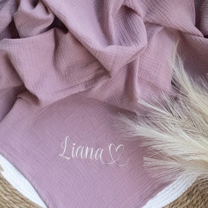 Muslin blanket with name Muslin blanket for babies Summer blanket gift idea for a birth image 1