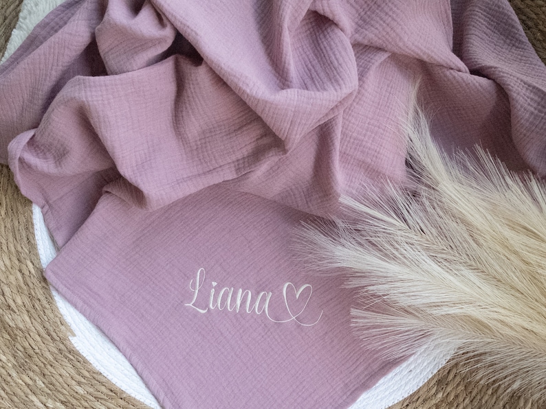 Muslin blanket with name Muslin blanket for babies Summer blanket gift idea for a birth image 1