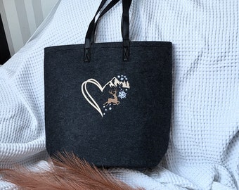 Felt bag | Gift idea for birthday, Mother's Day, Easter, Christmas | Embroidered felt bag
