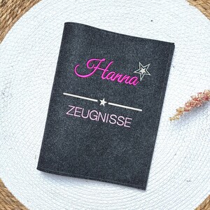 Zeugnismappe mit Namen bestickt | Geschenkidee für Schulkinder | Filzhülle bestickt