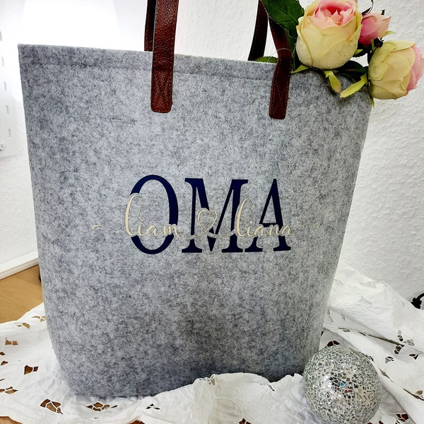 Filztasche Oma | Geschenkidee für Geburtstag, Muttertag, Ostern, Weihnachten | Filztasche personalisiert