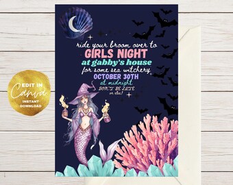 海の魔女ハロウィン招待状：ガールズナイトマーメイドパーティー（デジタルダウンロード）