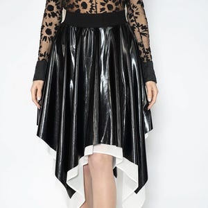 High Waisted Latex Maxi Skirt: Asymmetric Goth Rubber Clothing