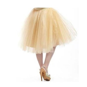 Tulle Gold Tea Length Women Skirt, Bridesmaid Tutu Skirt, Engagement Skirt, Wedding Skirt, Skirt for Anniversary, Formal Skirt, Adult Skirt