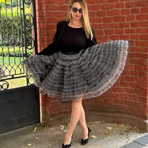Tulle Layered Midi Circle Skirt, Women Prom Maxi Skirt, Cocktail Formal Skirt, Wedding Guest Outfit,  Custom Made, Free Shipping to USA