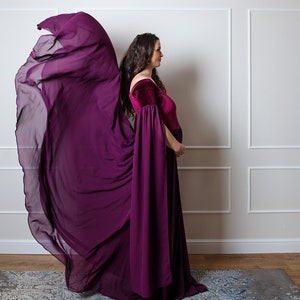 Enchanting Purple Medieval Fairy Photoshoot Dress, Renaissance Costume, Maternity Gown, Cocktail and Baby Shower Dress