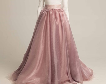 Dusty Rose Sparkle Organza Skirt, Ball Gown Skirt, Bridal Skirt, Formal Maxi Skirt, Prom Skirt, Evening Skirt, Custom Made, Handmade