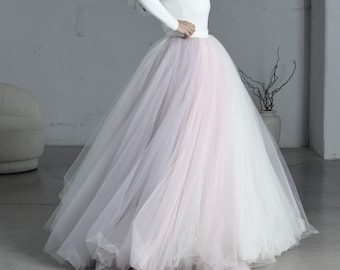 Voluminous Wedding Tulle Skirt, Lavender Pink Ombré Bridal Skirt, Romantic Ball Gown