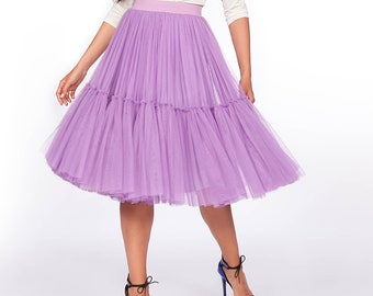 Midi Lavender Tulle Skirt Women, Knee Length Tutu Skirt, Wedding Tutu Skirt, Trendy Lilac Tulle Skirt, Wedding Guess Skirt, Victorian Style