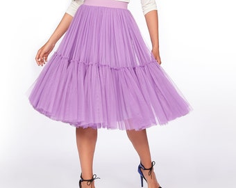 Adult Lavender Women Tulle Skirt, Lilac Tutu Midi Skirt, Maxi Casual Skirt, Plus Size Bridal Women Skirt, Bridesmaids Skirt, Wedding Skirt